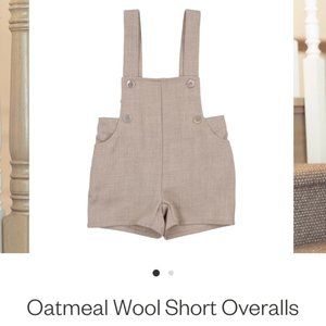 Brand new coco blanc oatmeal wool short overalls size 2